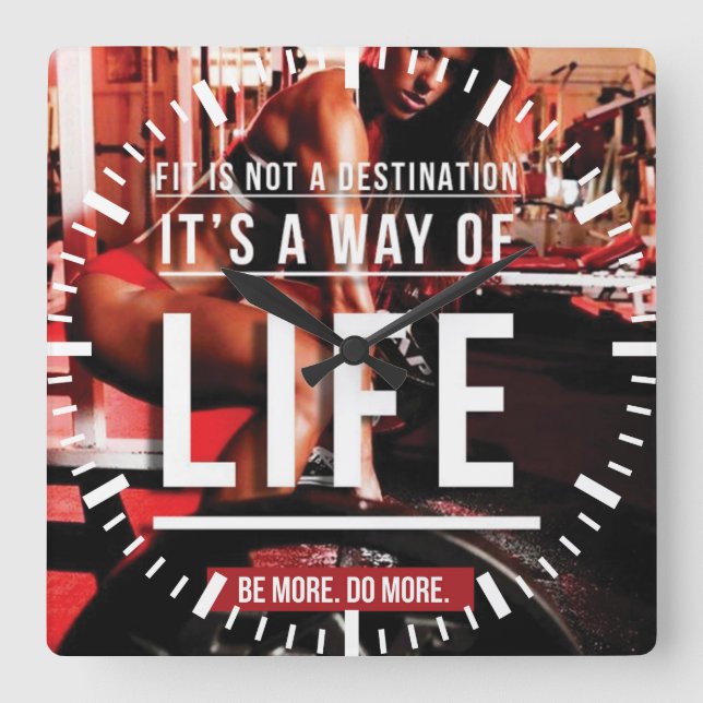 Fit ist kein Ziel. Es ist eine Lebensweise - Fitne Quadratische Wanduhr (Vorderseite)