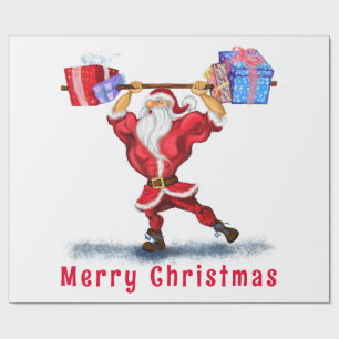 Fit Santa Claus Funny Christmas Wrapping Paper Geschenkpapier