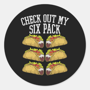 Fitness 6 Pack Tacos Funny mexikanische Gym Top fü Runder Aufkleber