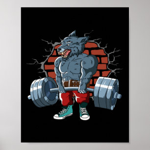 Fitness Alpha Wolf macht Deadlift-Training Poster