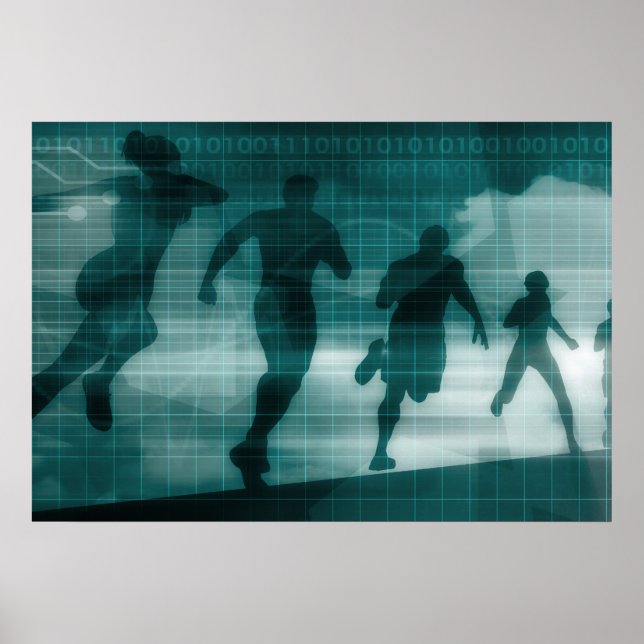 Fitness App Tracker Software Silhouette Illustrati Poster (Vorne)