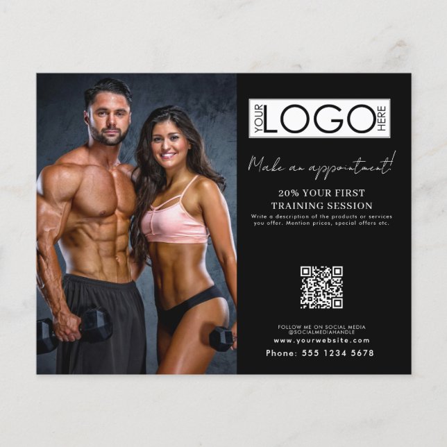 Fitness Appointment Personal Trainer Business Logo Flyer (Vorne)