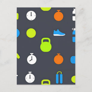 Fitness-Ausrüstung Workout-Muster Postkarte