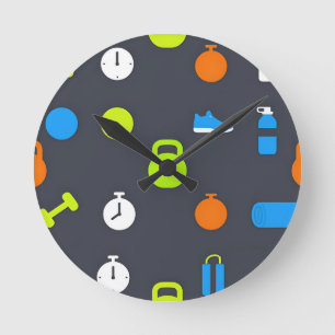 Fitness-Ausrüstung Workout-Muster Runde Wanduhr