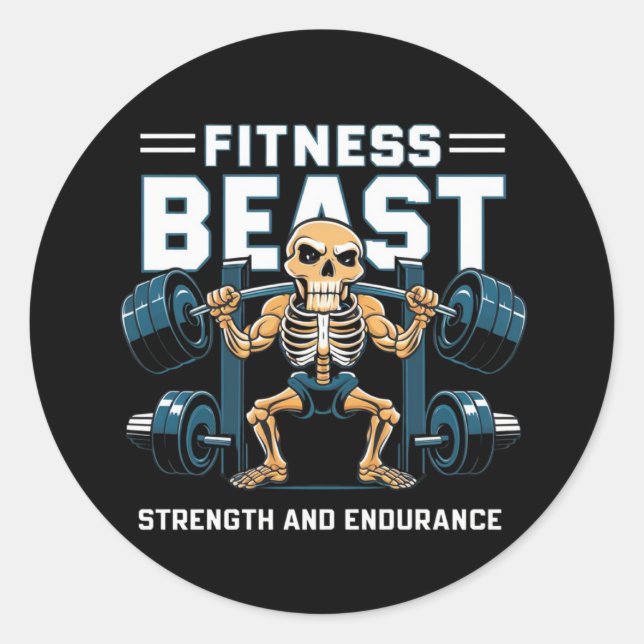 Fitness Beast Runder Aufkleber (Vorderseite)