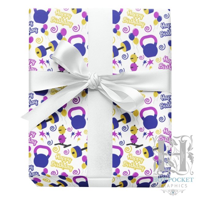 Fitness Birthday Wrapping Paper Geschenkpapier (Von Creator hochgeladen)
