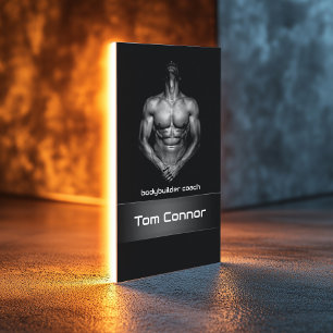 Fitness Bodybuilder Coach Black Business Card Visitenkarte