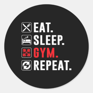 Fitness Bodybuilding Essen Sleep Gym Wiederholung Runder Aufkleber