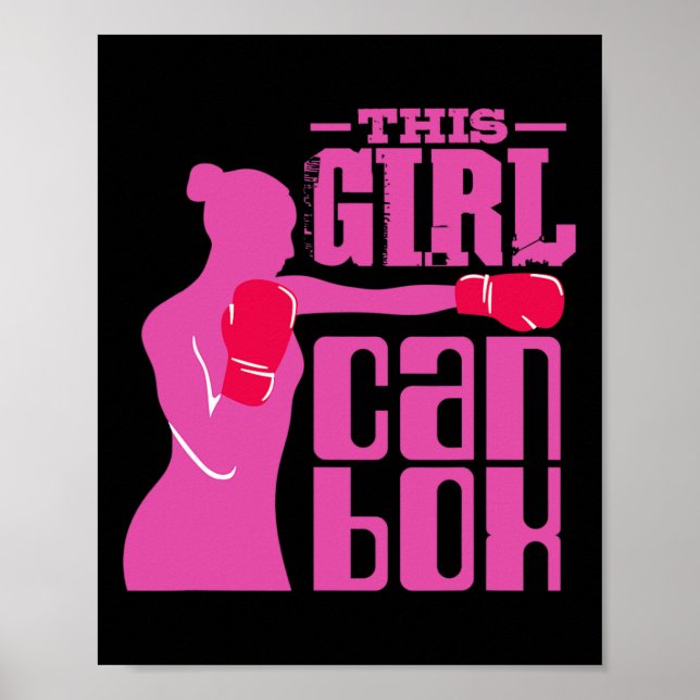 Fitness-Boxring-Mädchen mit Handschuhen - Ich lieb Poster (Vorne)