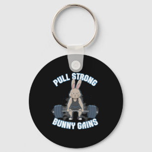 Fitness Bunny Bodybuilder Pull Strong Bunny Gains Schlüsselanhänger