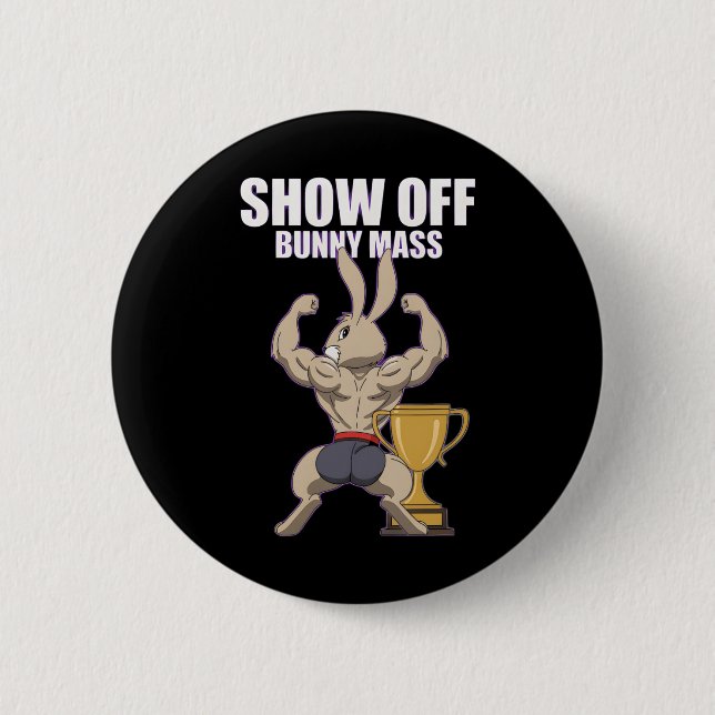 Fitness Bunny Bodybuilder Vom Sonnenblumen lassen  Button (Vorderseite)