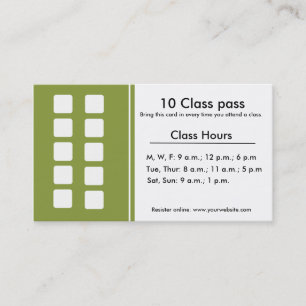 Fitness Class Visitenkarte 10 Klasse Pass Karte