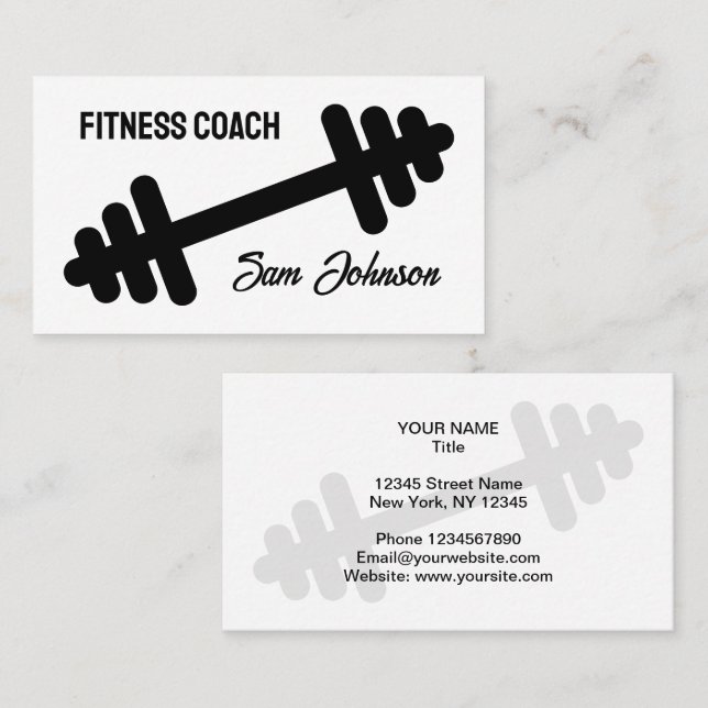 Fitness-Coach-Visitenkartenvorlage mit Logo Visitenkarte (Vorne/Hinten)