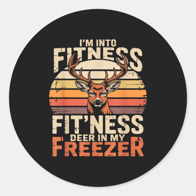 Fitness Deer In My Zer Deer Hunting  Runder Aufkleber (Vorderseite)