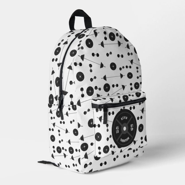 Fitness des Gewichtstrainings Dumbell Bodybuilding Bedruckter Rucksack (Rückseitige Ecke links)