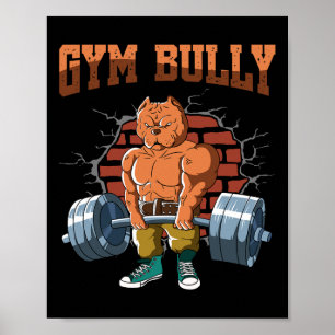 Fitness Dog Gym Bully Deadlift Workout Training Poster