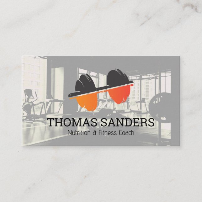 Fitness Dumbell-Logo | Gym | Personal Trainer Visitenkarte (Vorderseite)