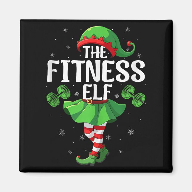 Fitness Elf Christmas Girls Women Elf Squad Xmas F Magnet (Vorne)