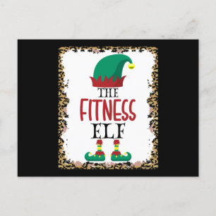 Fitness Elf Leopard Elf Weihnachtsgeschenk Postkarte