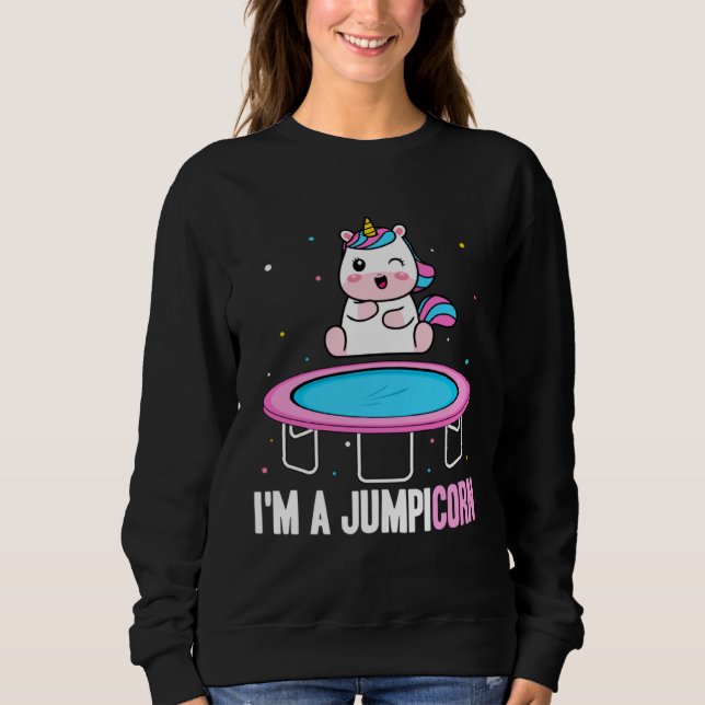 Fitness Fan Unicorn  Motivation Trampoline Jumping Sweatshirt (Vorderseite)
