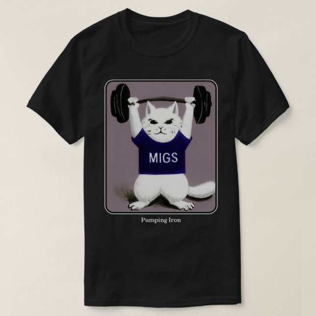 Fitness Feline Gym Cat Pumping Iron T-Shirt (Design vorne)
