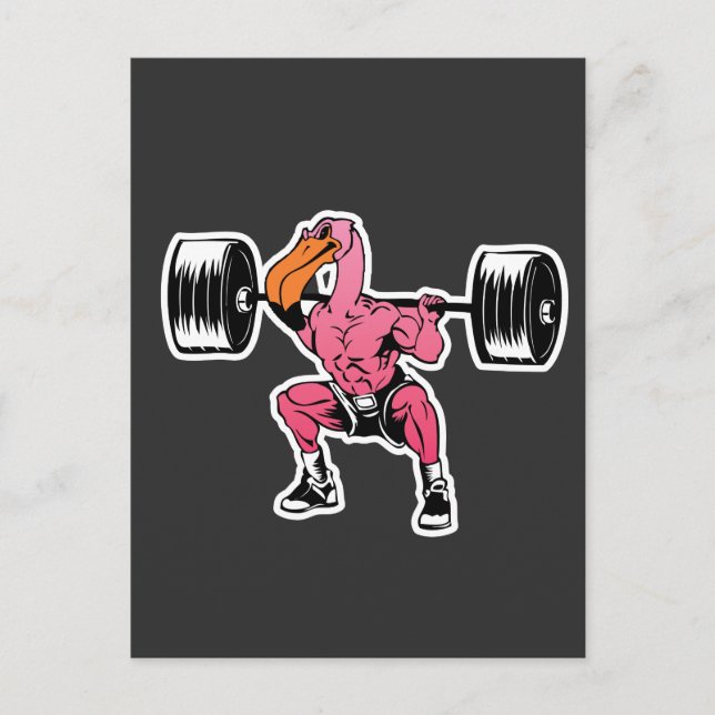 Fitness Flamingo Weightlift Bodybuilder Muskel Postkarte (Vorderseite)