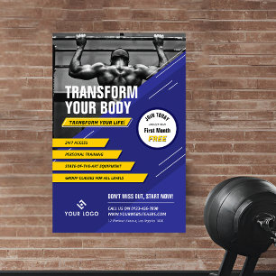 Fitness für Gym Foto Blue & Yellow Logos Poster