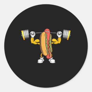 Fitness für muskuläre Hot Dog Deadlift Bodybuildin Runder Aufkleber