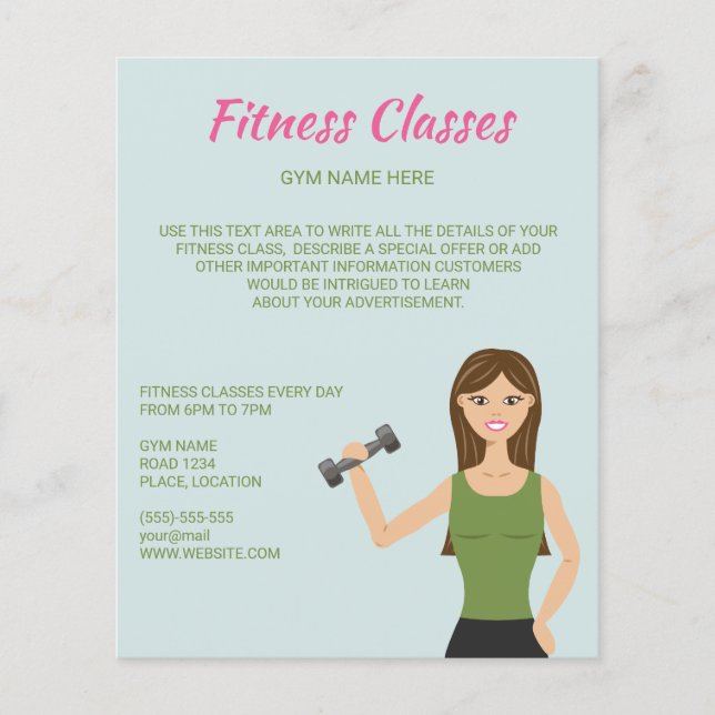 Fitness für niedliche Girl Illustration Flyer (Vorne)