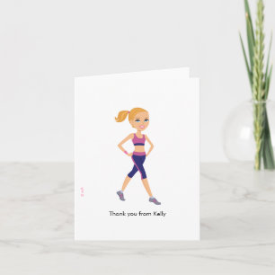 Fitness Girl Cartoon Dankeskarte