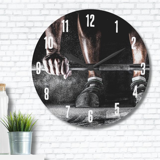 Fitness Große Wanduhr (Strength Fitness Weightlifting Barbell Gym Large Clock)