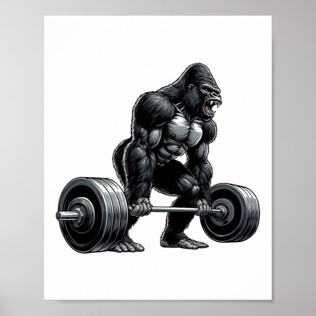 Fitness-Gruppe Gorilla Krafttraining Arbeit Poster (Vorne)
