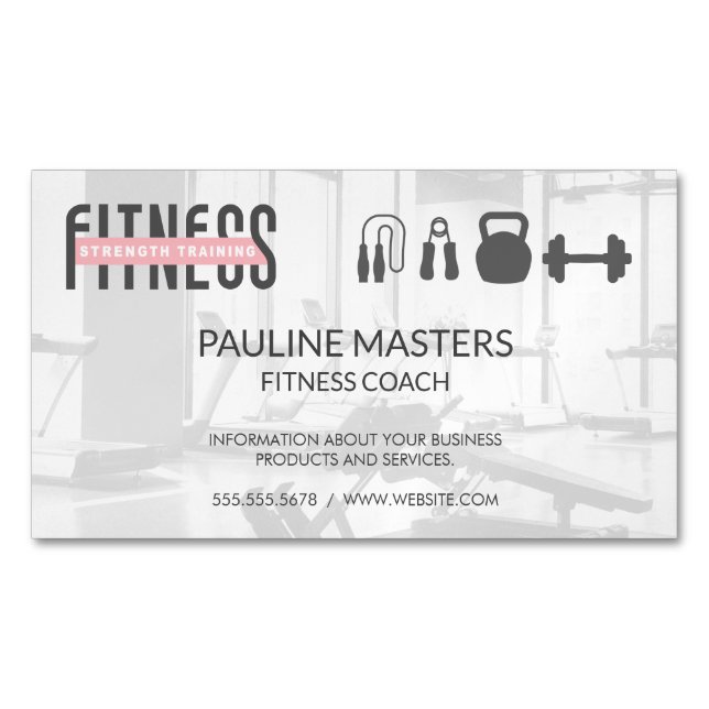 Fitness | Gym Equipment Icons Magnetische Visitenkarte (Vorderseite)