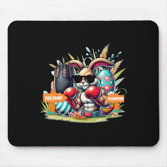 Fitness Gym Workout Egg Jagd Boxing Ostern Bunny Mousepad (Vorne)