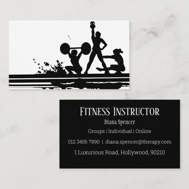Fitness Instructor Business Card Visitenkarte (Vorne/Hinten)