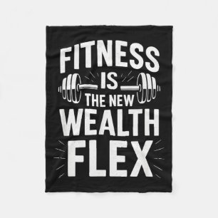 Fitness ist der Reichtum Flex, Motivationsspruch  Fleecedecke
