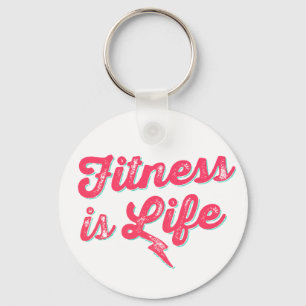 Fitness ist Leben-heißes Rosa-Fitness-Motivation Schlüsselanhänger
