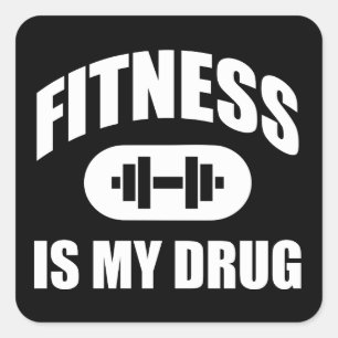 Fitness ist mein Medikament - Fitnesstraining Moti Quadratischer Aufkleber