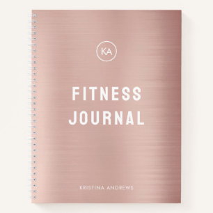 Fitness Journal Rosa Rose Gold Mit Monogramm Notizbuch