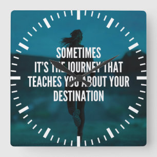 Fitness Journey - Women's Workout Motivierend" Quadratische Wanduhr