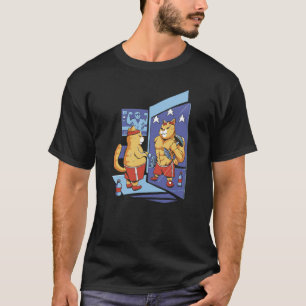 Fitness-Katze im Spiegel Muskelkatze Workout Fitne T-Shirt
