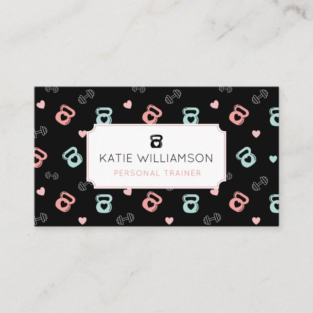 Fitness Kettlebell & Dumbell Weichteilmuster Schwa Visitenkarte (Vorderseite)