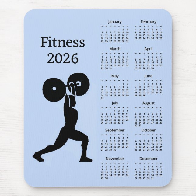 Fitness-Krafttraining-Kalender 2026 Mousepad (Vorne)