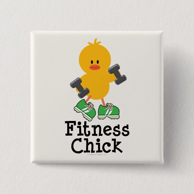 Fitness-Küken-Knopf Button (Vorderseite)