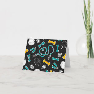 Fitness-Liebe-Muster-Aqua und Gelb Karte