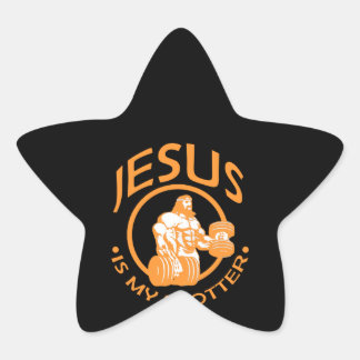 Fitness Lover | Jesus ist mein Spotter Stern-Aufkleber