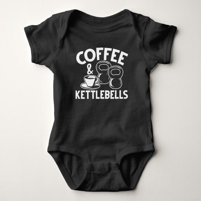 Fitness Lover Kaffee Kettlebell Sport süchtig Baby Strampler (Vorderseite)