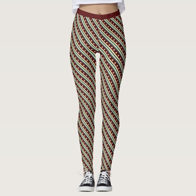 Fitness Maroon und Gelbes Star Trek Muster Leggings (Vorderseite)