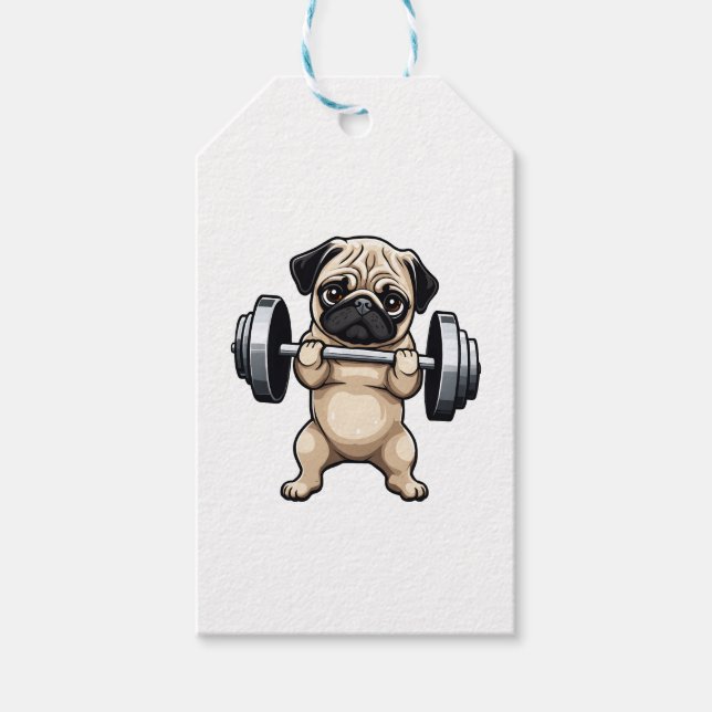Fitness Mops Geschenkanhänger (Vorderseite)