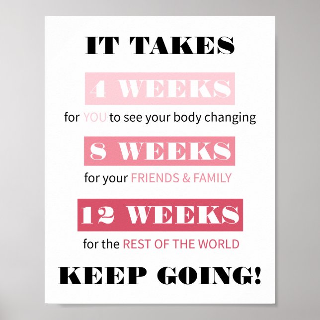 Fitness Motivation Gewicht Loss Pink Poster (Vorne)